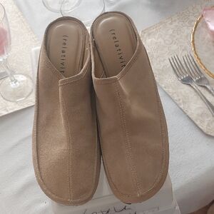 Relativity Tan Suede Slip-On Shoes